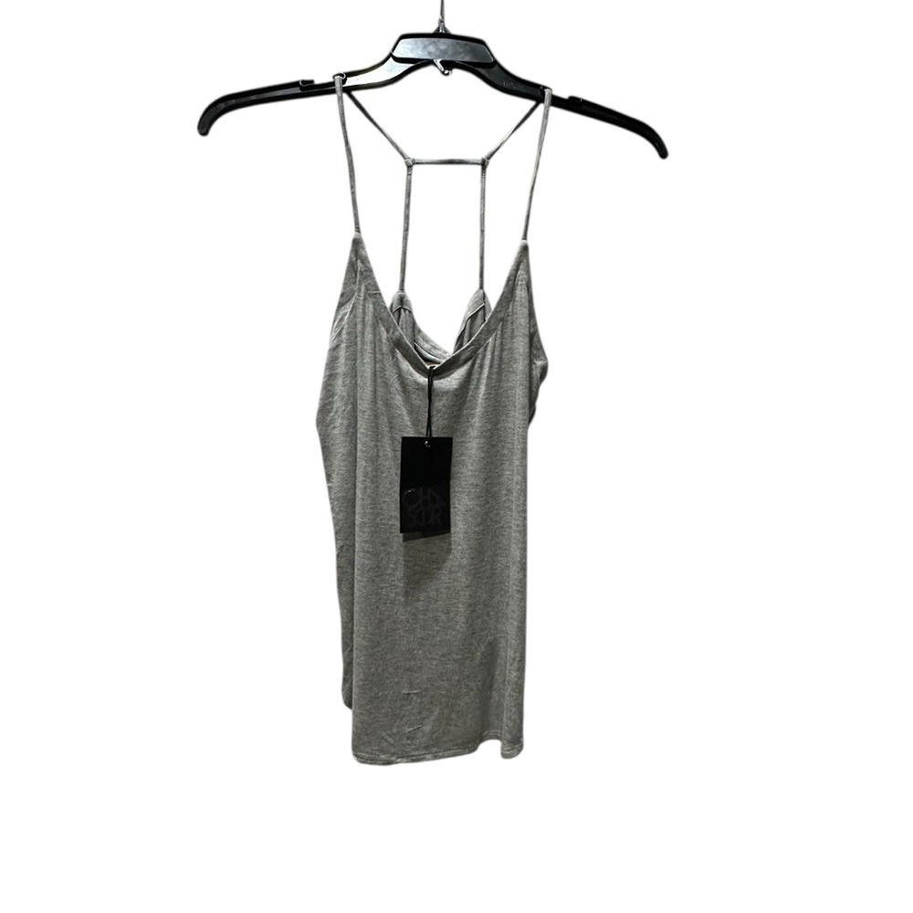 Chaser Cool Jersey Strappy Scoop Neck Shirttail Tank Heather Grey Medium NEW NWT